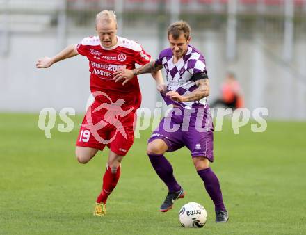 Fussball Regionalliga. SK Austria Klagenfurt gegen Vorwaerts Steyr. Rajko Rep, (Austria Klagenfurt),  David Peham  (Vorwaerts Steyr). Klagenfurt, 11.10.2014.
Foto: Kuess
---
pressefotos, pressefotografie, kuess, qs, qspictures, sport, bild, bilder, bilddatenbank