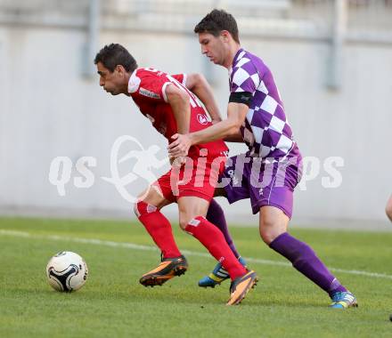 Fussball Regionalliga. SK Austria Klagenfurt gegen Vorwaerts Steyr. Bernd Kager, (Austria Klagenfurt), Dragan Dimic (Vorwaerts Steyr). Klagenfurt, 11.10.2014.
Foto: Kuess
---
pressefotos, pressefotografie, kuess, qs, qspictures, sport, bild, bilder, bilddatenbank