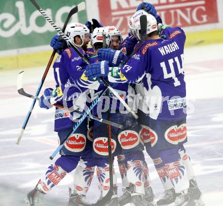 EBEL. Eishockey Bundesliga. EC VSV gegen KAC. Torjubel (VSV). Villach, am 12.10.2014.
Foto: Kuess 


---
pressefotos, pressefotografie, kuess, qs, qspictures, sport, bild, bilder, bilddatenbank