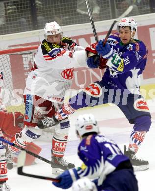 EBEL. Eishockey Bundesliga. EC VSV gegen KAC. Patrick Platzer, (VSV), Thomas Poeck  (KAC). Villach, am 12.10.2014.
Foto: Kuess 


---
pressefotos, pressefotografie, kuess, qs, qspictures, sport, bild, bilder, bilddatenbank