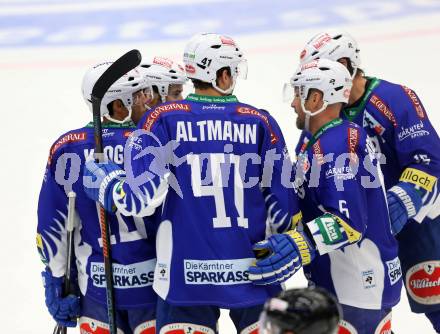 EBEL. Eishockey Bundesliga. EC VSV gegen KAC. Torjubel (VSV). Villach, am 12.10.2014.
Foto: Kuess 


---
pressefotos, pressefotografie, kuess, qs, qspictures, sport, bild, bilder, bilddatenbank