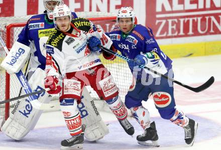 EBEL. Eishockey Bundesliga. EC VSV gegen KAC. Nico Brunner,  (VSV), Stephan Geier (KAC). Villach, am 12.10.2014.
Foto: Kuess 


---
pressefotos, pressefotografie, kuess, qs, qspictures, sport, bild, bilder, bilddatenbank