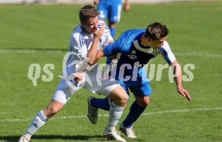 Fussball Kaerntner Liga. Annabichler SV ASV gegen Treibach. Grega Triplat, (ASV), Christoph Lintschinger (Treibach) . Klagenfurt, am 12.10.2014.
Foto: Kuess
---
pressefotos, pressefotografie, kuess, qs, qspictures, sport, bild, bilder, bilddatenbank