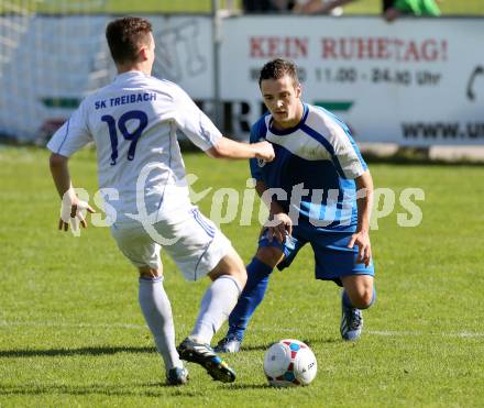 Fussball Kaerntner Liga. Annabichler SV ASV gegen Treibach. Martin Salentinig, (ASV), Werner Buchhaeusl  (Treibach) . Klagenfurt, am 12.10.2014.
Foto: Kuess
---
pressefotos, pressefotografie, kuess, qs, qspictures, sport, bild, bilder, bilddatenbank