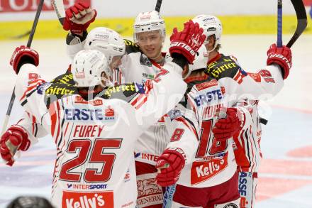 EBEL. Eishockey Bundesliga. EC VSV gegen KAC. Torjubel (KAC). Villach, am 12.10.2014.
Foto: Kuess 


---
pressefotos, pressefotografie, kuess, qs, qspictures, sport, bild, bilder, bilddatenbank