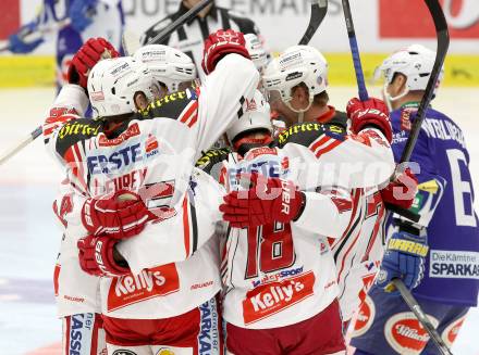 EBEL. Eishockey Bundesliga. EC VSV gegen KAC. Torjubel (KAC). Villach, am 12.10.2014.
Foto: Kuess 


---
pressefotos, pressefotografie, kuess, qs, qspictures, sport, bild, bilder, bilddatenbank