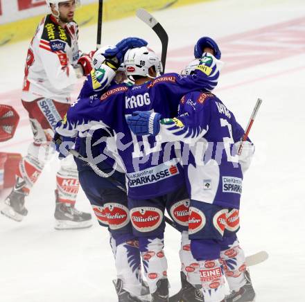 EBEL. Eishockey Bundesliga. EC VSV gegen KAC.  Torjubel (VSV). Villach, am 12.10.2014.
Foto: Kuess 


---
pressefotos, pressefotografie, kuess, qs, qspictures, sport, bild, bilder, bilddatenbank