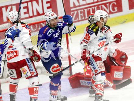 EBEL. Eishockey Bundesliga. EC VSV gegen KAC. Torjubel Jason Krog (VSV). Villach, am 12.10.2014.
Foto: Kuess 


---
pressefotos, pressefotografie, kuess, qs, qspictures, sport, bild, bilder, bilddatenbank