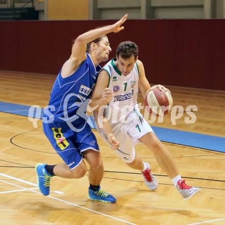 Basketball 2. Bundesliga. KOS Celovec gegen BBU Salzburg. Rok Papic, (KOS), Dominik Gross (Salzburg). Klagenfurt, 11.10.2014.
Foto: Kuess
---
pressefotos, pressefotografie, kuess, qs, qspictures, sport, bild, bilder, bilddatenbank