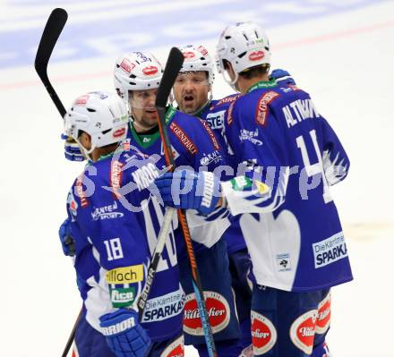 EBEL. Eishockey Bundesliga. EC VSV gegen KAC. Torjubel (VSV). Villach, am 12.10.2014.
Foto: Kuess 


---
pressefotos, pressefotografie, kuess, qs, qspictures, sport, bild, bilder, bilddatenbank