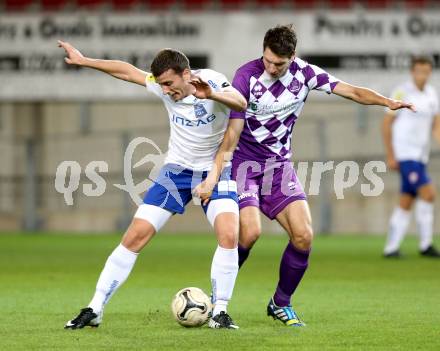 Fussball Regionalliga. SK Austria Klagenfurt gegen BW Linz. Bernd Kager, (Austria Klagenfurt) Kelmendi Kreshnik  (Linz). Klagenfurt, am 17.10.2014.
Foto: Kuess
---
pressefotos, pressefotografie, kuess, qs, qspictures, sport, bild, bilder, bilddatenbank