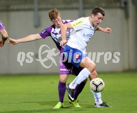 Fussball Regionalliga. SK Austria Klagenfurt gegen BW Linz. Fabian Miesenboeck, (Austria Klagenfurt)  Kelmendi Kreshnik  (Linz). Klagenfurt, am 17.10.2014.
Foto: Kuess
---
pressefotos, pressefotografie, kuess, qs, qspictures, sport, bild, bilder, bilddatenbank