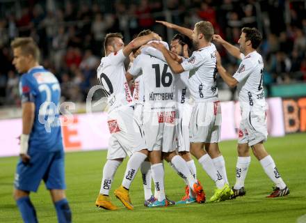 Fussball Bundesliga. RZ Pellets WAC gegen SV Scholz Groedig. torjubel (WAC). Wolfsberg, am 18.10.2014.
Foto: Kuess

---
pressefotos, pressefotografie, kuess, qs, qspictures, sport, bild, bilder, bilddatenbank