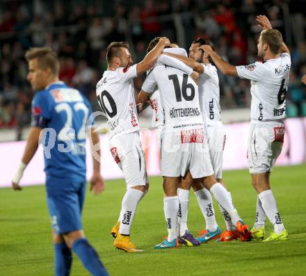 Fussball Bundesliga. RZ Pellets WAC gegen SV Scholz Groedig. torjubel (WAC). Wolfsberg, am 18.10.2014.
Foto: Kuess

---
pressefotos, pressefotografie, kuess, qs, qspictures, sport, bild, bilder, bilddatenbank