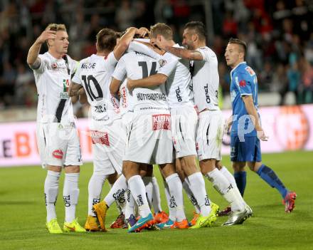 Fussball Bundesliga. RZ Pellets WAC gegen SV Scholz Groedig. torjubel (WAC). Wolfsberg, am 18.10.2014.
Foto: Kuess

---
pressefotos, pressefotografie, kuess, qs, qspictures, sport, bild, bilder, bilddatenbank