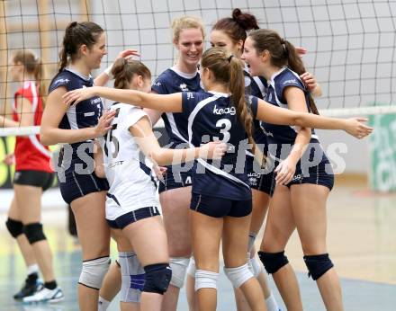 Volleyball MEL, MEVZA. ATSC Wildcats gegen SVS Post. Jubel  (Wildcats). Klagenfurt, 18.10.2014.
Foto: Kuess
---
pressefotos, pressefotografie, kuess, qs, qspictures, sport, bild, bilder, bilddatenbank