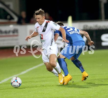 Fussball Bundesliga. RZ Pellets WAC gegen SV Scholz Groedig. Christopher Wernitznig, (WAC), Christoph Martschinko  (Groedig). Wolfsberg, am 18.10.2014.
Foto: Kuess

---
pressefotos, pressefotografie, kuess, qs, qspictures, sport, bild, bilder, bilddatenbank