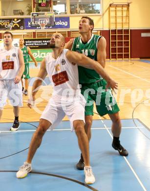 Basketball 2. Bundesliga. Woerthersee Piraten gegen KOS Celovec.  Joachim Buggelsheim, (Piraten), Ales Kunc  (KOS). Klagenfurt, am 18.10.2014.
Foto: Kuess
---
pressefotos, pressefotografie, kuess, qs, qspictures, sport, bild, bilder, bilddatenbank