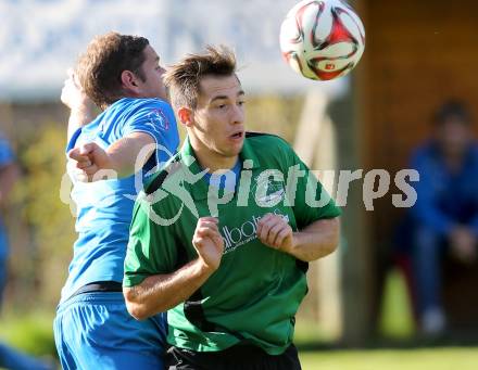 Fussball Unterliga Ost. DSG Sele Zell gegen Ulrichsberg. Marko Alois Loibnegger,  (Zell), Borut Metelko (Ulrichsberg). Zell, am 19.10.2014.
Foto: Kuess
---
pressefotos, pressefotografie, kuess, qs, qspictures, sport, bild, bilder, bilddatenbank