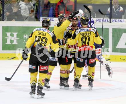 EBEL. Eishockey Bundesliga. EC VSV gegen UPC Vienna Capitals.  Torjubel (Caps). Villach, am 19.10.2014.
Foto: Kuess 


---
pressefotos, pressefotografie, kuess, qs, qspictures, sport, bild, bilder, bilddatenbank