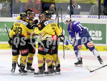 EBEL. Eishockey Bundesliga. EC VSV gegen UPC Vienna Capitals. torjubel  (Caps). Villach, am 19.10.2014.
Foto: Kuess 


---
pressefotos, pressefotografie, kuess, qs, qspictures, sport, bild, bilder, bilddatenbank