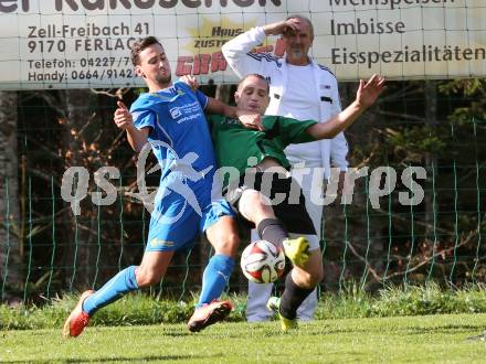 Fussball Unterliga Ost. DSG Sele Zell gegen Ulrichsberg. Admir Hadzisulejmanovic,  (Zell), Manuel Pammer (Ulrichsberg). Zell, am 19.10.2014.
Foto: Kuess
---
pressefotos, pressefotografie, kuess, qs, qspictures, sport, bild, bilder, bilddatenbank