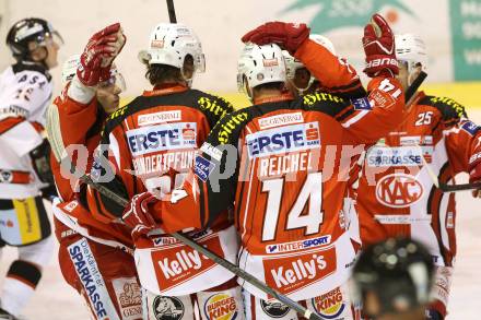 EBEL. Eishockey Bundesliga. KAC gegen HC Orli Znojmo. Torjubel (KAC). Klagenfurt, am 24.10.2014.
Foto: Kuess 

---
pressefotos, pressefotografie, kuess, qs, qspictures, sport, bild, bilder, bilddatenbank