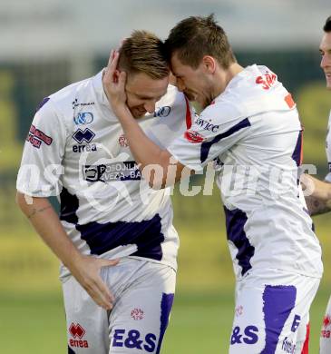 Fussball Regionalliga. SAK gegen Allerheiligen. Torjubel Darijo Biscan, Darjan Aleksic (SAK). Welzenegg, am 24.10.2014.
Foto: Kuess
---
pressefotos, pressefotografie, kuess, qs, qspictures, sport, bild, bilder, bilddatenbank