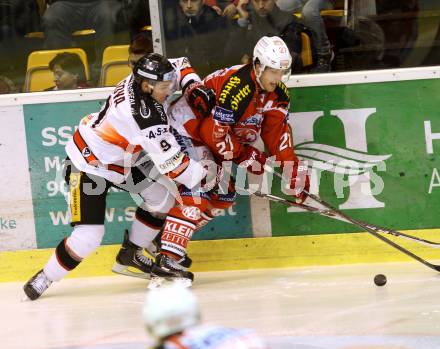 EBEL. Eishockey Bundesliga. KAC gegen HC Orli Znojmo. Thomas Hundertpfund,  (KAC), Ales Sova (Znojmo). Klagenfurt, am 24.10.2014.
Foto: Kuess 

---
pressefotos, pressefotografie, kuess, qs, qspictures, sport, bild, bilder, bilddatenbank