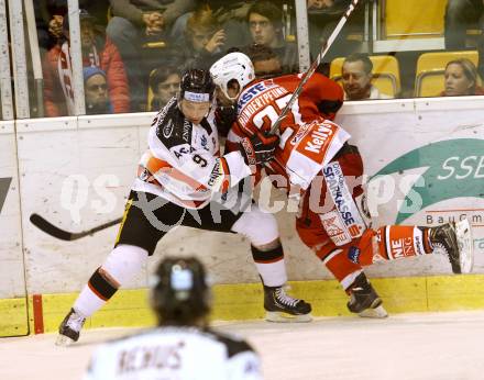 EBEL. Eishockey Bundesliga. KAC gegen HC Orli Znojmo. Thomas Hundertpfund,  (KAC), Ales Sova (Znojmo). Klagenfurt, am 24.10.2014.
Foto: Kuess 

---
pressefotos, pressefotografie, kuess, qs, qspictures, sport, bild, bilder, bilddatenbank