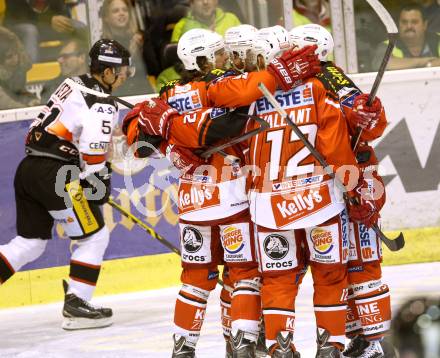 EBEL. Eishockey Bundesliga. KAC gegen HC Orli Znojmo. Torjubel (KAC). Klagenfurt, am 24.10.2014.
Foto: Kuess 

---
pressefotos, pressefotografie, kuess, qs, qspictures, sport, bild, bilder, bilddatenbank