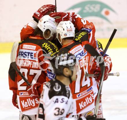 EBEL. Eishockey Bundesliga. KAC gegen HC Orli Znojmo. Torjubel (KAC). Klagenfurt, am 24.10.2014.
Foto: Kuess 

---
pressefotos, pressefotografie, kuess, qs, qspictures, sport, bild, bilder, bilddatenbank