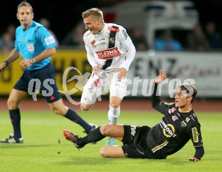 Fussball Bundesliga. RZ Pellets WAC gegen Cashpoint SCR Altach. Manuel Kerhe,  (WAC), Boris Prokopic (Altach). Wolfsberg, am 25.10.2014.
Foto: Kuess

---
pressefotos, pressefotografie, kuess, qs, qspictures, sport, bild, bilder, bilddatenbank