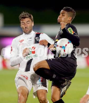 Fussball Bundesliga. RZ Pellets WAC gegen Cashpoint SCR Altach. Joachim Standfest,  (WAC), Ismail Tajouri (Altach). Wolfsberg, am 25.10.2014.
Foto: Kuess

---
pressefotos, pressefotografie, kuess, qs, qspictures, sport, bild, bilder, bilddatenbank