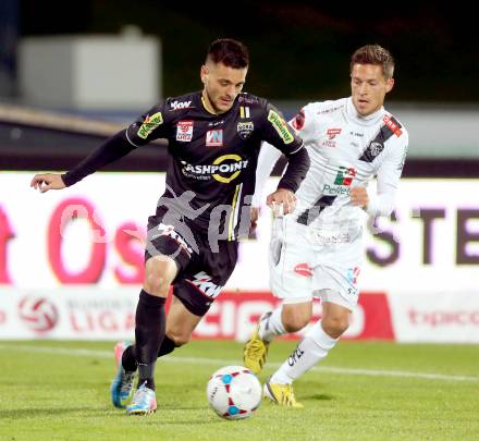 Fussball Bundesliga. RZ Pellets WAC gegen Cashpoint SCR Altach. Rene Seebacher, (WAC), Darijo Pecirep  (Altach). Wolfsberg, am 25.10.2014.
Foto: Kuess

---
pressefotos, pressefotografie, kuess, qs, qspictures, sport, bild, bilder, bilddatenbank