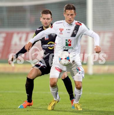 Fussball Bundesliga. RZ Pellets WAC gegen Cashpoint SCR Altach. Rene Seebacher, (WAC), Ortiz Puentenueva Cesar (Altach). Wolfsberg, am 25.10.2014.
Foto: Kuess

---
pressefotos, pressefotografie, kuess, qs, qspictures, sport, bild, bilder, bilddatenbank