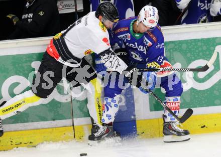 EBEL. Eishockey Bundesliga. EC VSV gegen Dornbirner Eishockey Club.  John Lammers, (VSV), Guillaume Desbiens (Dornbirn). Villach, am 26.10.2014.
Foto: Kuess 


---
pressefotos, pressefotografie, kuess, qs, qspictures, sport, bild, bilder, bilddatenbank