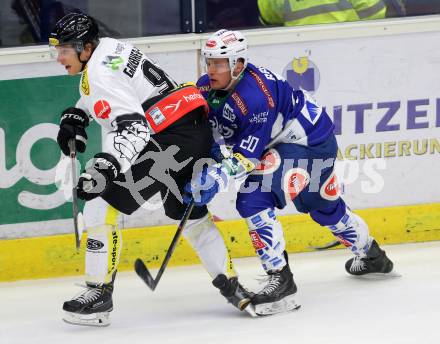 EBEL. Eishockey Bundesliga. EC VSV gegen Dornbirner Eishockey Club.  Nico Brunner,  (VSV), Martin Grabher Meier (Dornbirn). Villach, am 26.10.2014.
Foto: Kuess 


---
pressefotos, pressefotografie, kuess, qs, qspictures, sport, bild, bilder, bilddatenbank