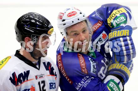 EBEL. Eishockey Bundesliga. EC VSV gegen Dornbirner Eishockey Club.  Gerhard Unterluggauer,  (VSV), Nikolas Petrik (Dornbirn). Villach, am 26.10.2014.
Foto: Kuess 


---
pressefotos, pressefotografie, kuess, qs, qspictures, sport, bild, bilder, bilddatenbank