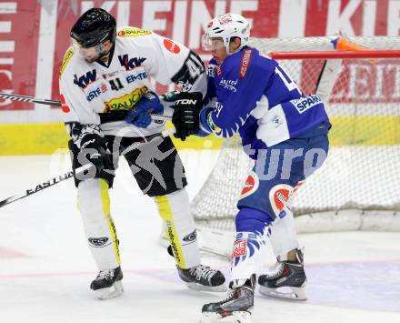 EBEL. Eishockey Bundesliga. EC VSV gegen Dornbirner Eishockey Club.  Geoff Waugh,  (VSV), Guillaume Desbiens (Dornbirn). Villach, am 26.10.2014.
Foto: Kuess 


---
pressefotos, pressefotografie, kuess, qs, qspictures, sport, bild, bilder, bilddatenbank