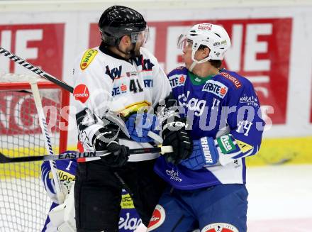 EBEL. Eishockey Bundesliga. EC VSV gegen Dornbirner Eishockey Club.  Geoff Waugh,  (VSV), Guillaume Desbiens (Dornbirn). Villach, am 26.10.2014.
Foto: Kuess 


---
pressefotos, pressefotografie, kuess, qs, qspictures, sport, bild, bilder, bilddatenbank