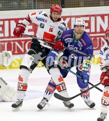 EBEL. Eishockey Bundesliga. EC VSV gegen HC TWK Innsbruck. Mario Altmann, (VSV), Kris Beech (Innsbruck). Villach, am 28.10.2014.
Foto: Kuess 


---
pressefotos, pressefotografie, kuess, qs, qspictures, sport, bild, bilder, bilddatenbank