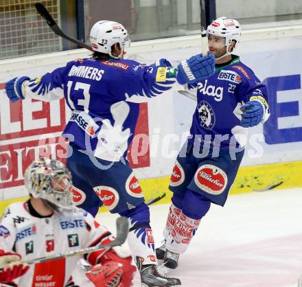 EBEL. Eishockey Bundesliga. EC VSV gegen HC TWK Innsbruck.  Torjubel John Lammers, Darren Haydar (VSV). Villach, am 28.10.2014.
Foto: Kuess 


---
pressefotos, pressefotografie, kuess, qs, qspictures, sport, bild, bilder, bilddatenbank