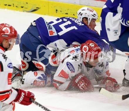 EBEL. Eishockey Bundesliga. EC VSV gegen HC TWK Innsbruck. Geoff Waugh,  (VSV), Matt Siddall (Innsbruck). Villach, am 28.10.2014.
Foto: Kuess 


---
pressefotos, pressefotografie, kuess, qs, qspictures, sport, bild, bilder, bilddatenbank