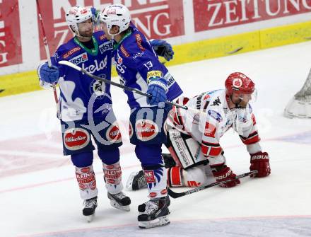 EBEL. Eishockey Bundesliga. EC VSV gegen HC TWK Innsbruck. Torjubel John Lammers, Darren Haydar,  (VSV). Villach, am 28.10.2014.
Foto: Kuess 


---
pressefotos, pressefotografie, kuess, qs, qspictures, sport, bild, bilder, bilddatenbank