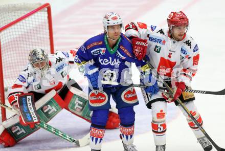 EBEL. Eishockey Bundesliga. EC VSV gegen HC TWK Innsbruck. John Lammers,  (VSV), Adam Munro, Florian Stern (Innsbruck). Villach, am 28.10.2014.
Foto: Kuess 


---
pressefotos, pressefotografie, kuess, qs, qspictures, sport, bild, bilder, bilddatenbank