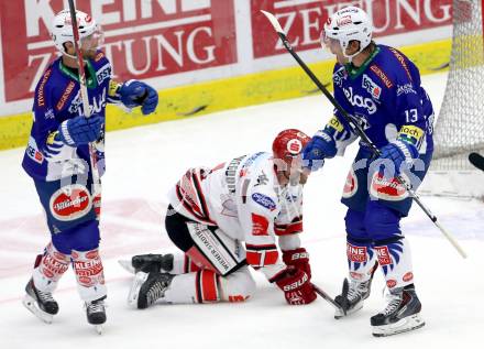 EBEL. Eishockey Bundesliga. EC VSV gegen HC TWK Innsbruck. Torjubel John Lammers, Darren Haydar,  (VSV). Villach, am 28.10.2014.
Foto: Kuess 


---
pressefotos, pressefotografie, kuess, qs, qspictures, sport, bild, bilder, bilddatenbank