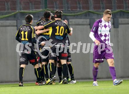 Fussball Regionalliga. SK Austria Klagenfurt gegen Lafnitz. Torjubel Lafnitz. Klagenfurt, 31.10.2014.
foto: Kuess
---
pressefotos, pressefotografie, kuess, qs, qspictures, sport, bild, bilder, bilddatenbank