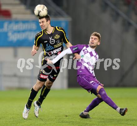 Fussball Regionalliga. SK Austria Klagenfurt gegen Lafnitz. Armend Spreco, (Austria Klagenfurt), Christian Kroepfl (Lafnitz). Klagenfurt, 31.10.2014.
foto: Kuess
---
pressefotos, pressefotografie, kuess, qs, qspictures, sport, bild, bilder, bilddatenbank