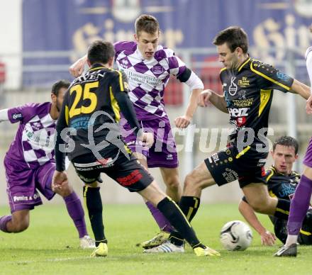 Fussball Regionalliga. SK Austria Klagenfurt gegen Lafnitz. Patrik Eler,  (Austria Klagenfurt), Philipp Siegl, Christian Kroepfl (Lafnitz). Klagenfurt, 31.10.2014.
foto: Kuess
---
pressefotos, pressefotografie, kuess, qs, qspictures, sport, bild, bilder, bilddatenbank